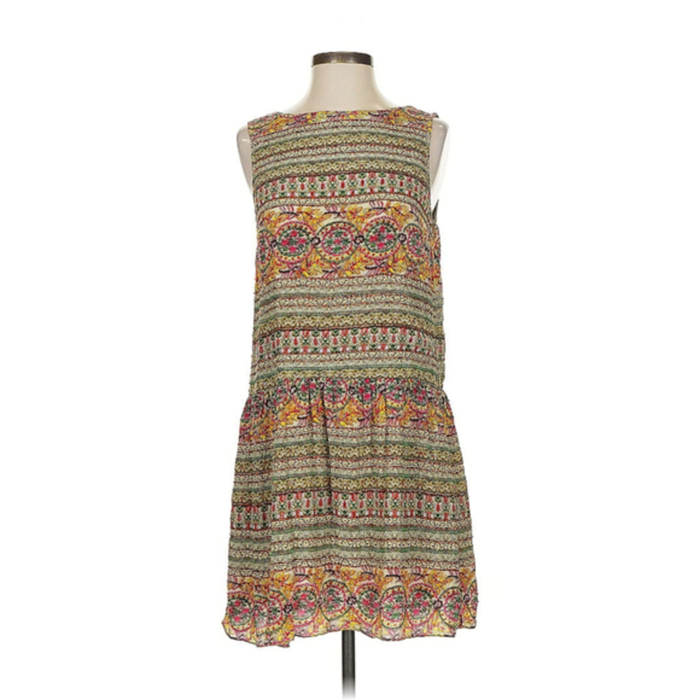 Hemant & Nandita Beaded Drop Waist Shift Mini Dress in Multicolor Size 4